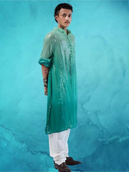 Sequin Green Ombre Kurta