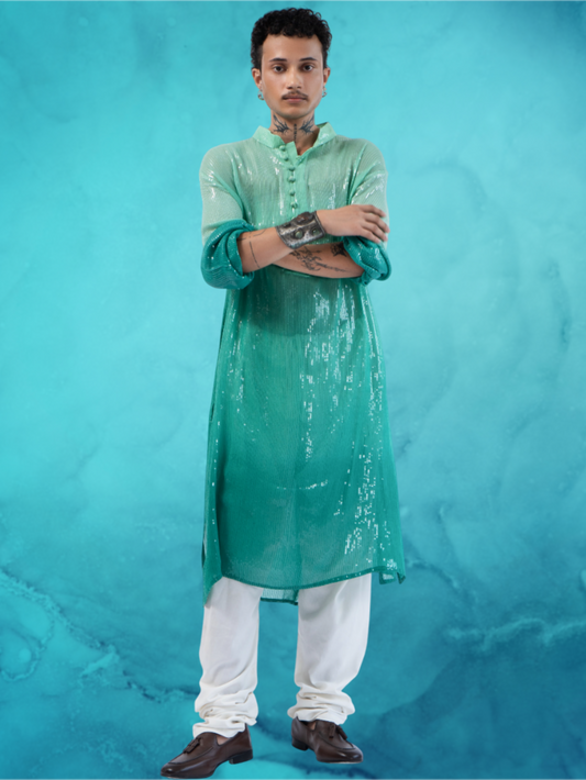 Sequin Green Ombre Kurta