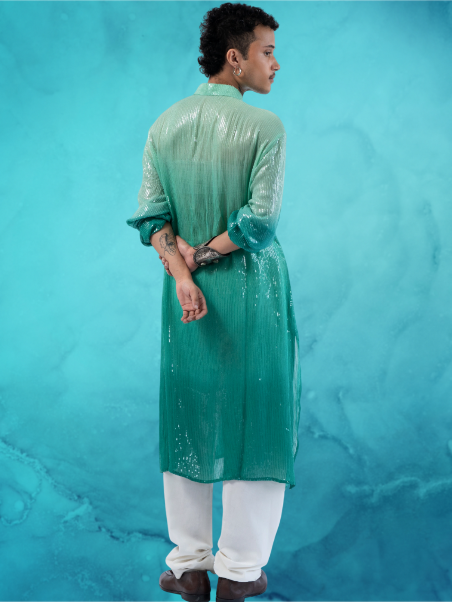 Sequin Green Ombre Kurta