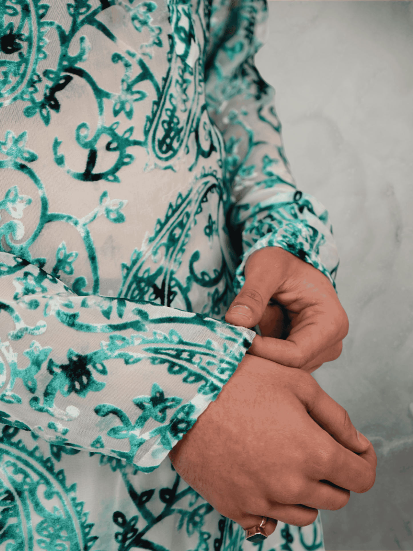 Devoré Paisleys Sea-Green Kurta