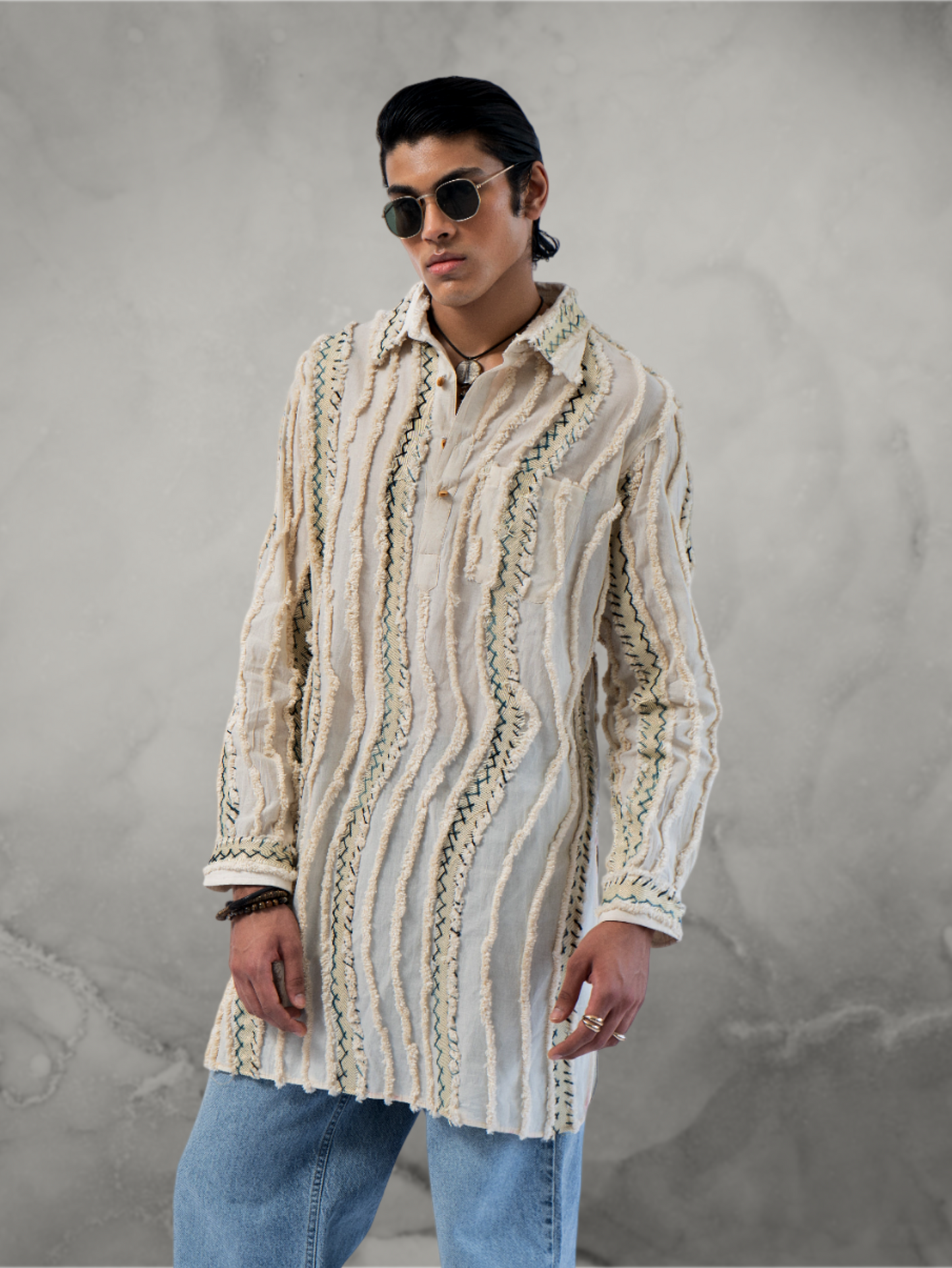 Applique Short Pathani kurta