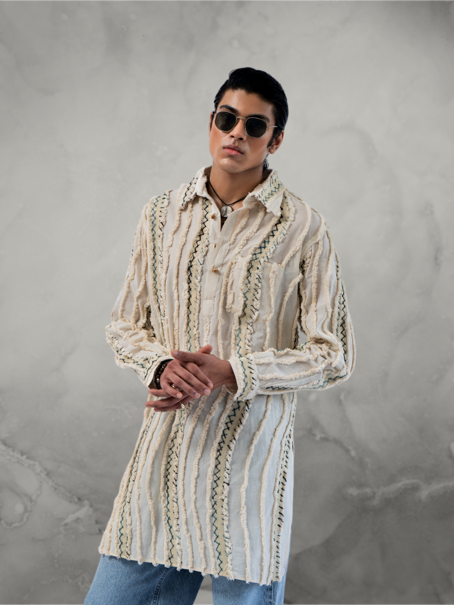 Applique Short Pathani kurta