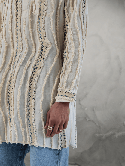 Applique Short Pathani kurta