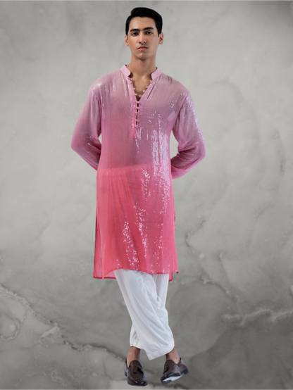 Sequin Pink Ombre Kurta