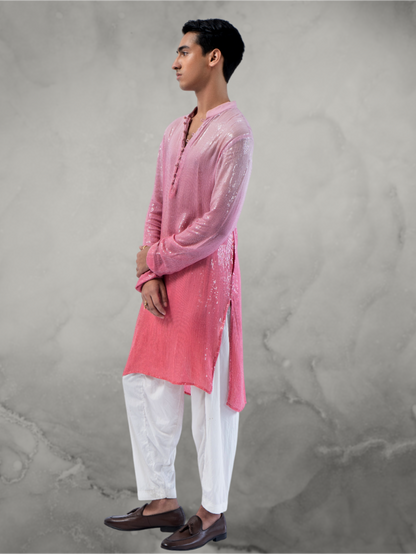 Sequin Pink Ombre Kurta