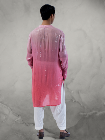 Sequin Pink Ombre Kurta